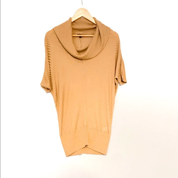 Express Tops - Express Brown Ribbed Cowl Neck Short Sleeve Top-M
